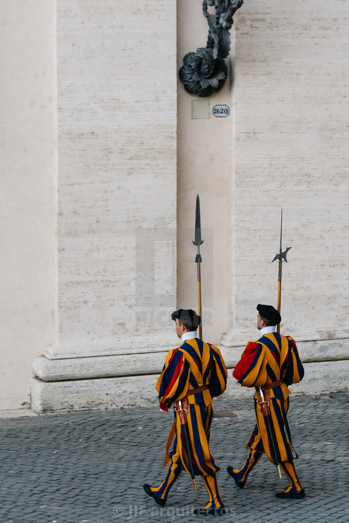 "Papal Swiss guards making the changing of the guard" stock image