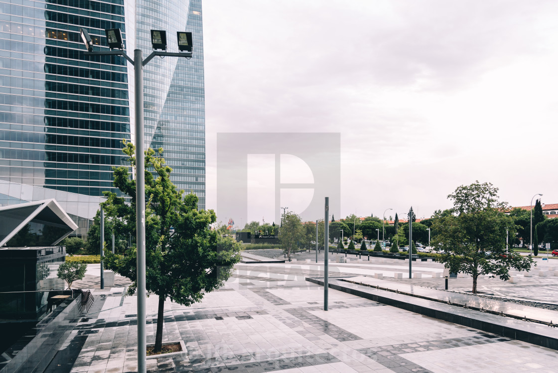 "Financial district in Madrid a rainy day" stock image