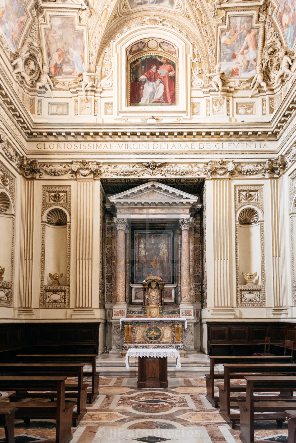 "Interior view of church of Santa Maria in Trastevere" stock image