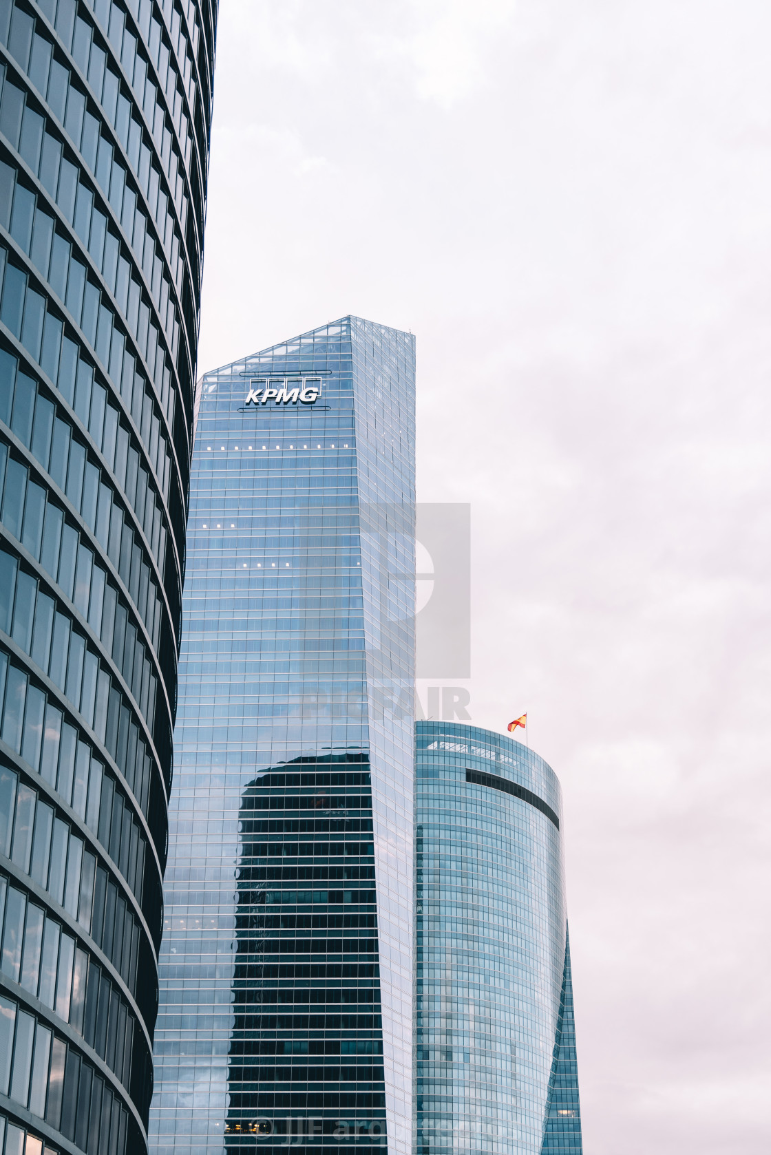 "Low angle view of skyscrapers in business district against sky" stock image