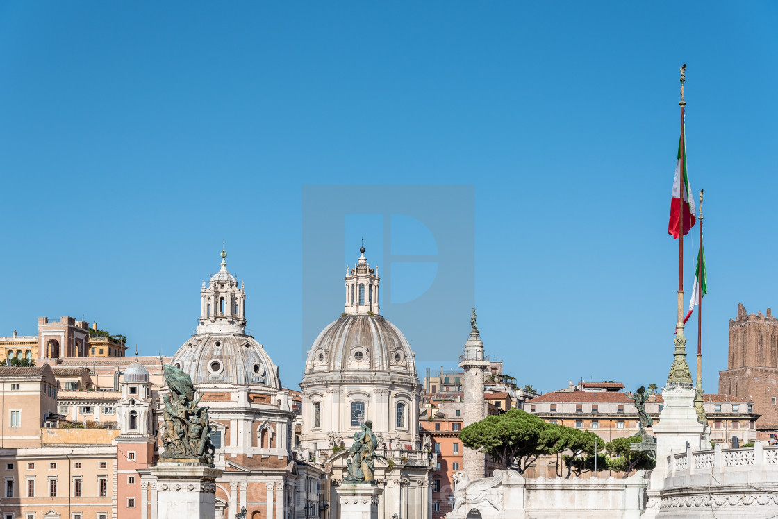 "Skyline of Venezia square in Rome a sunny summer day" stock image