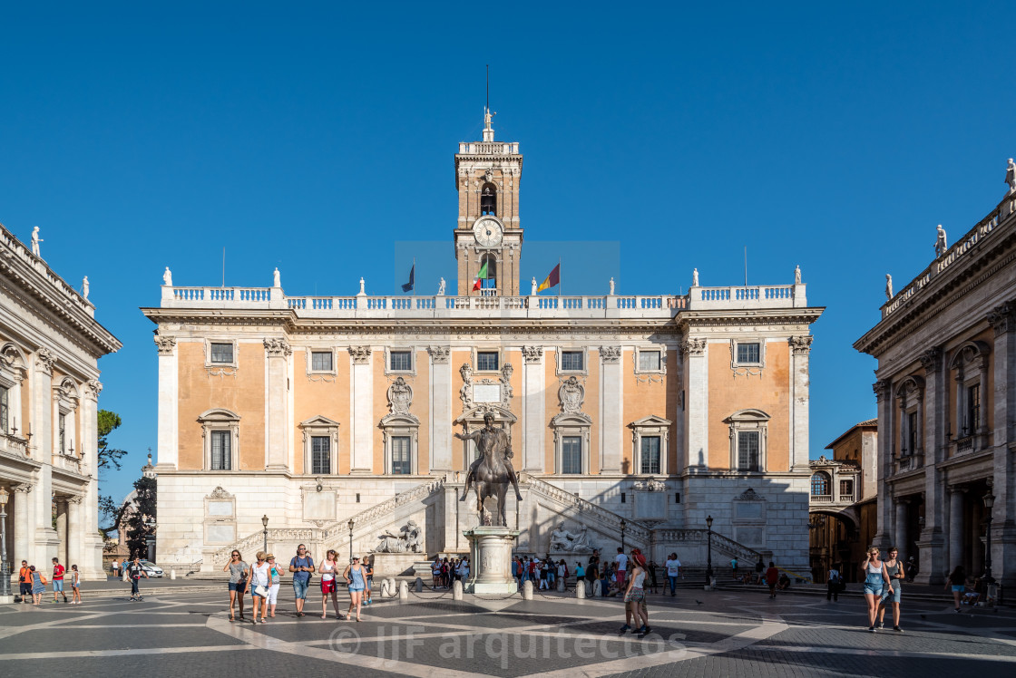 "View of Square of Campidoglio created by Renaissance artist and" stock image