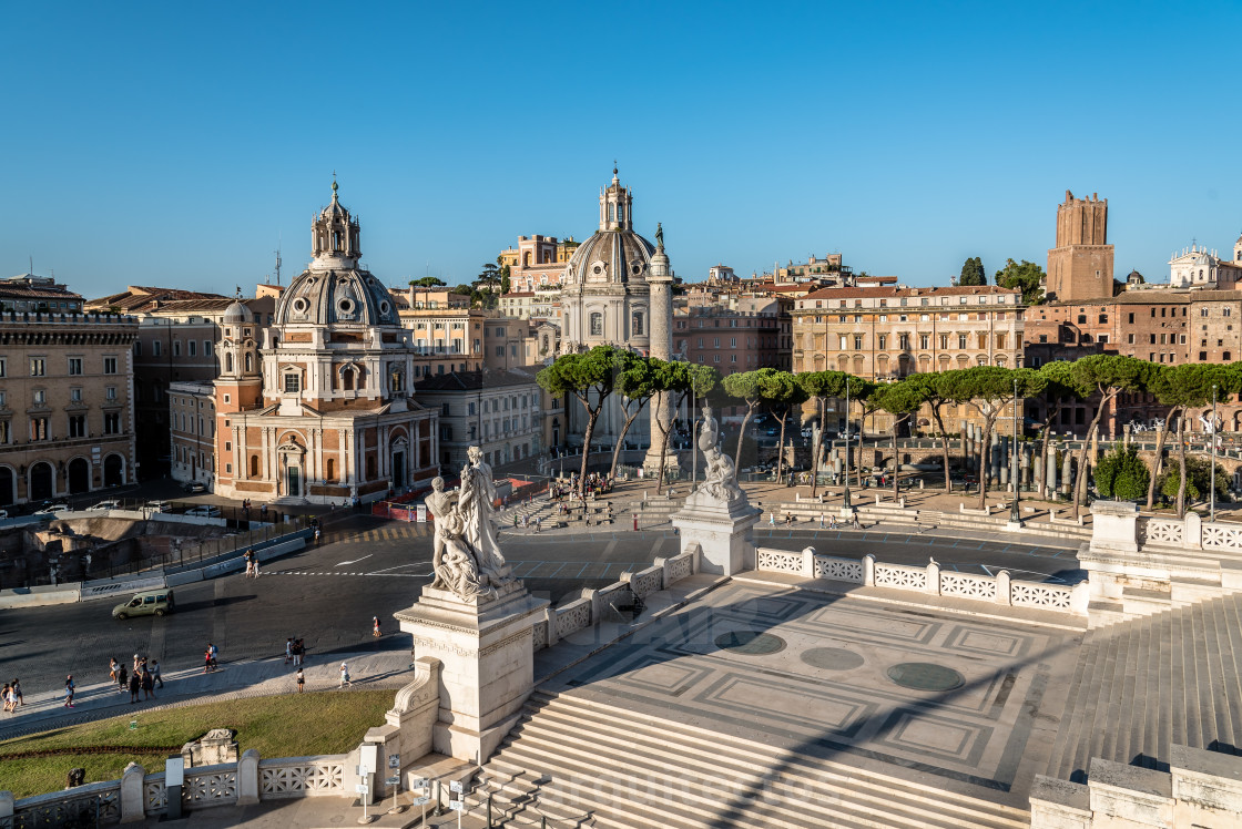 "Skyline of Venezia square in Rome a sunny summer day" stock image