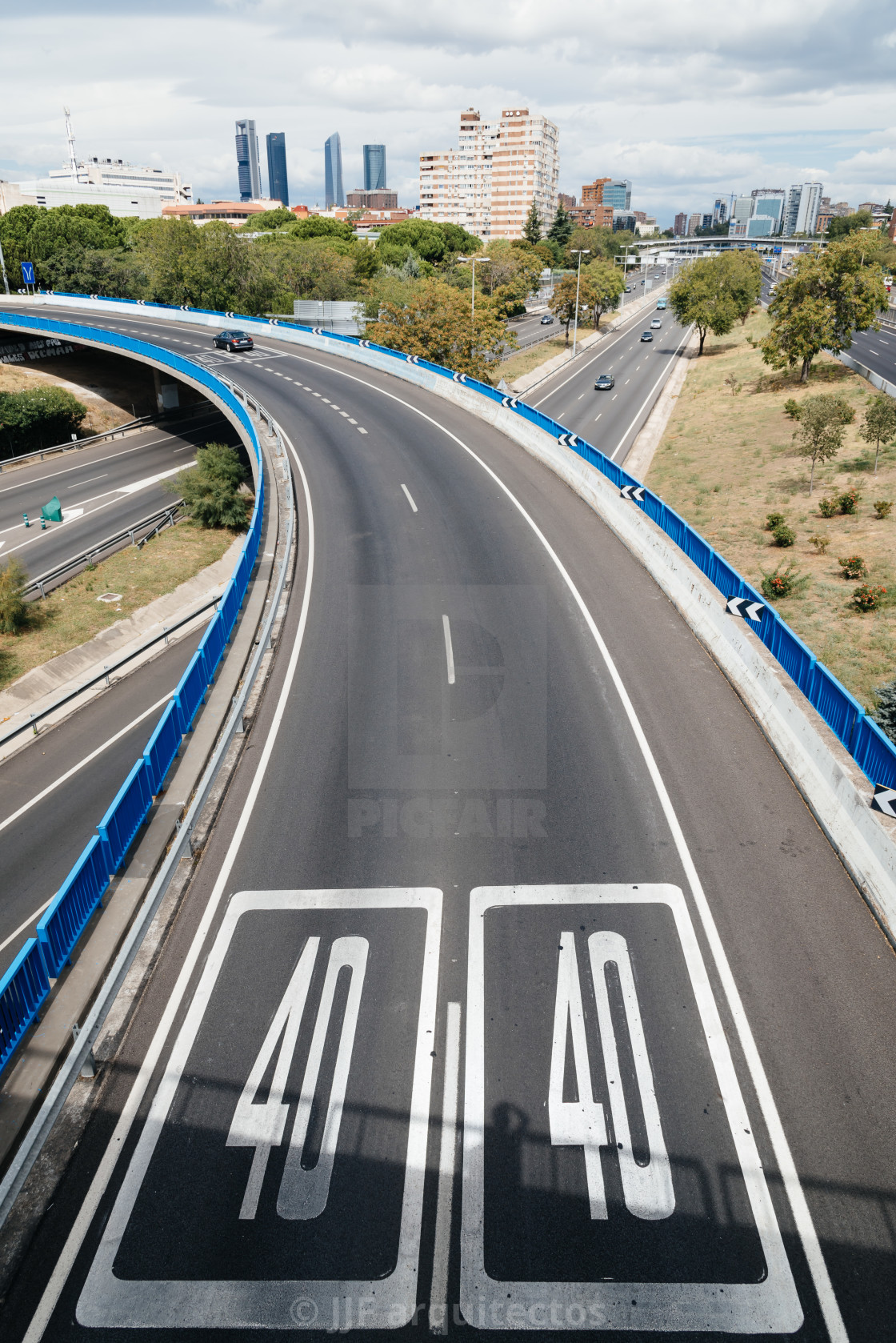 "M30 Motorway in Madrid a cloudy day" stock image