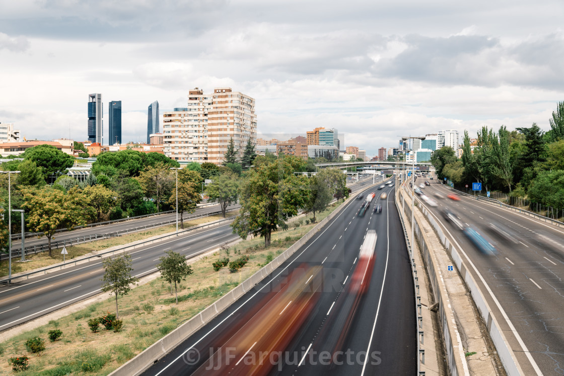 "M30 Motorway in Madrid a cloudy day" stock image