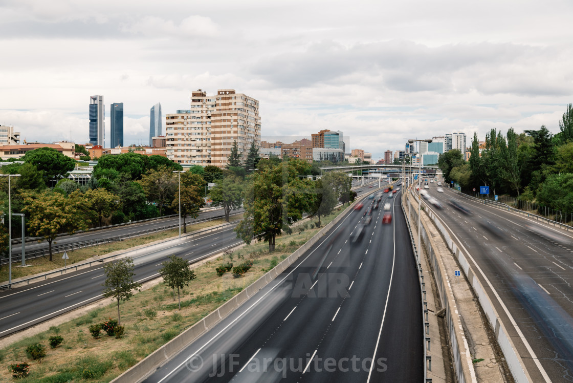 "M30 Motorway in Madrid a cloudy day" stock image