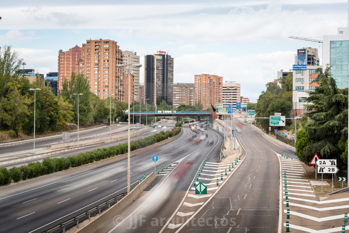 "M30 Motorway in Madrid a cloudy day" stock image