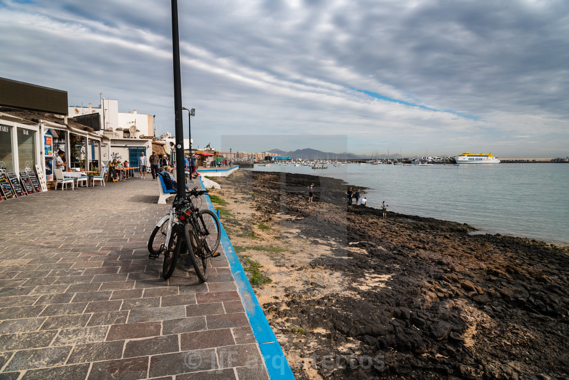 "Promenade in the harbour of Corralejo" stock image