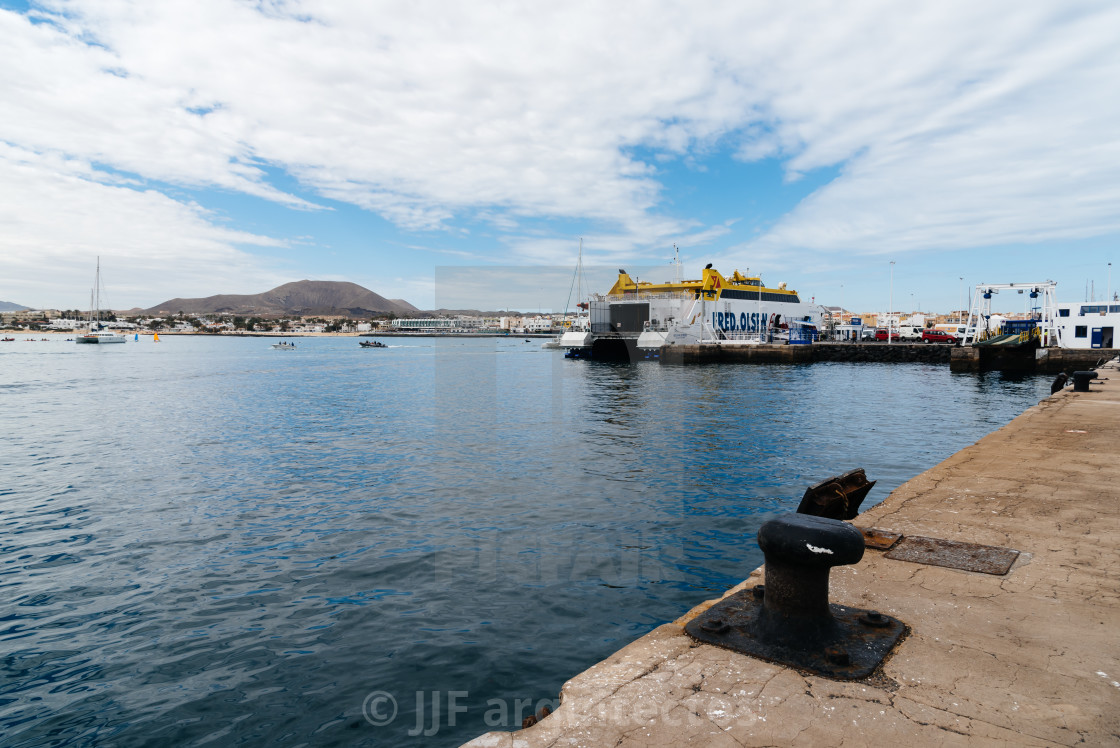 "Touristic ferry moored in the harbour" stock image