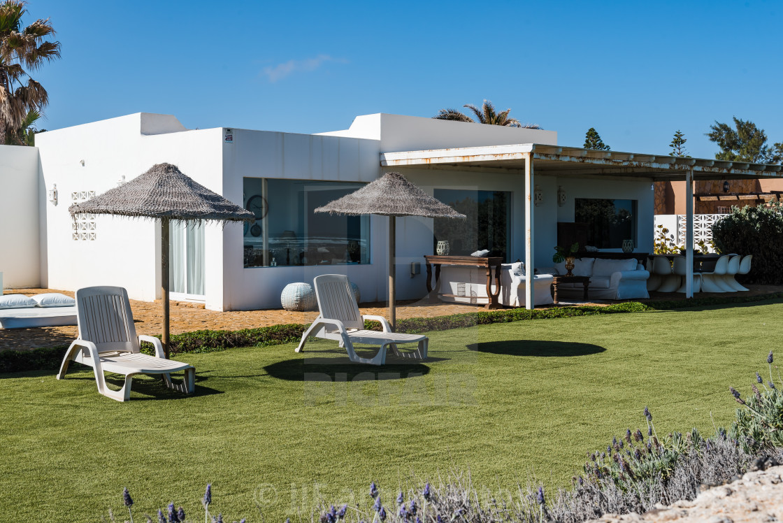 "Holiday villa in Corralejo promenade" stock image