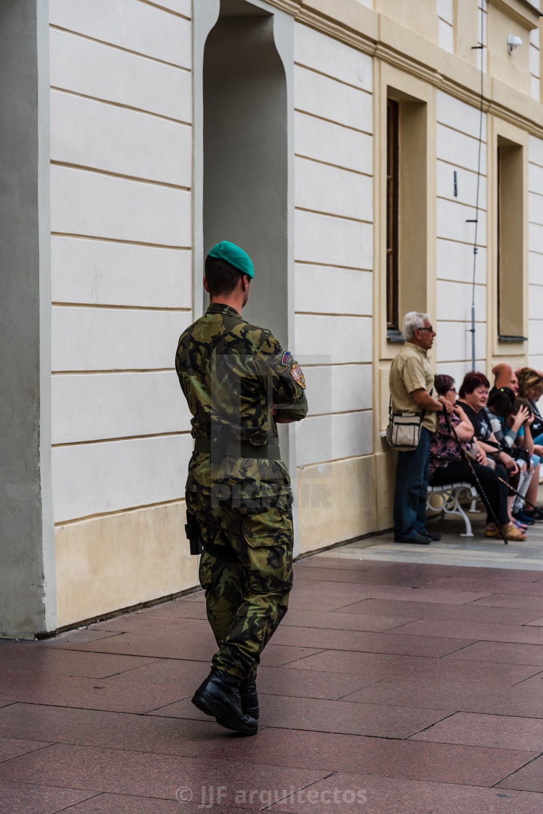 "Soldier guarding the Royal Palace of Prague" stock image