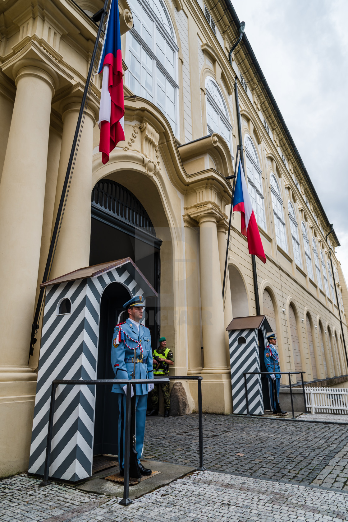 "Soldiers guarding the Royal Palace of Prague" stock image