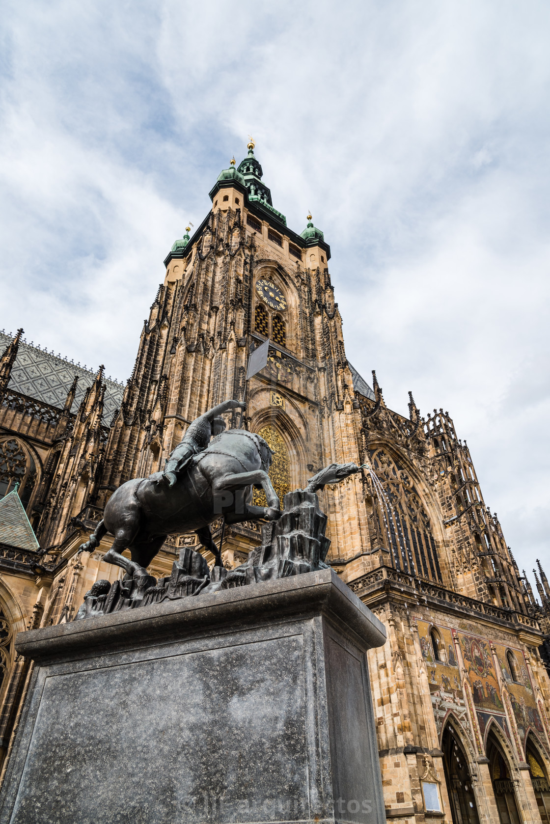 "Outdoor view of St. Vitus Cathedral in Prague" stock image