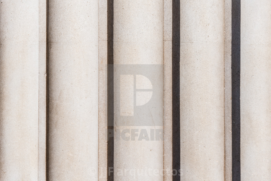 "Detail of fluting running vertically on a classical column" stock image