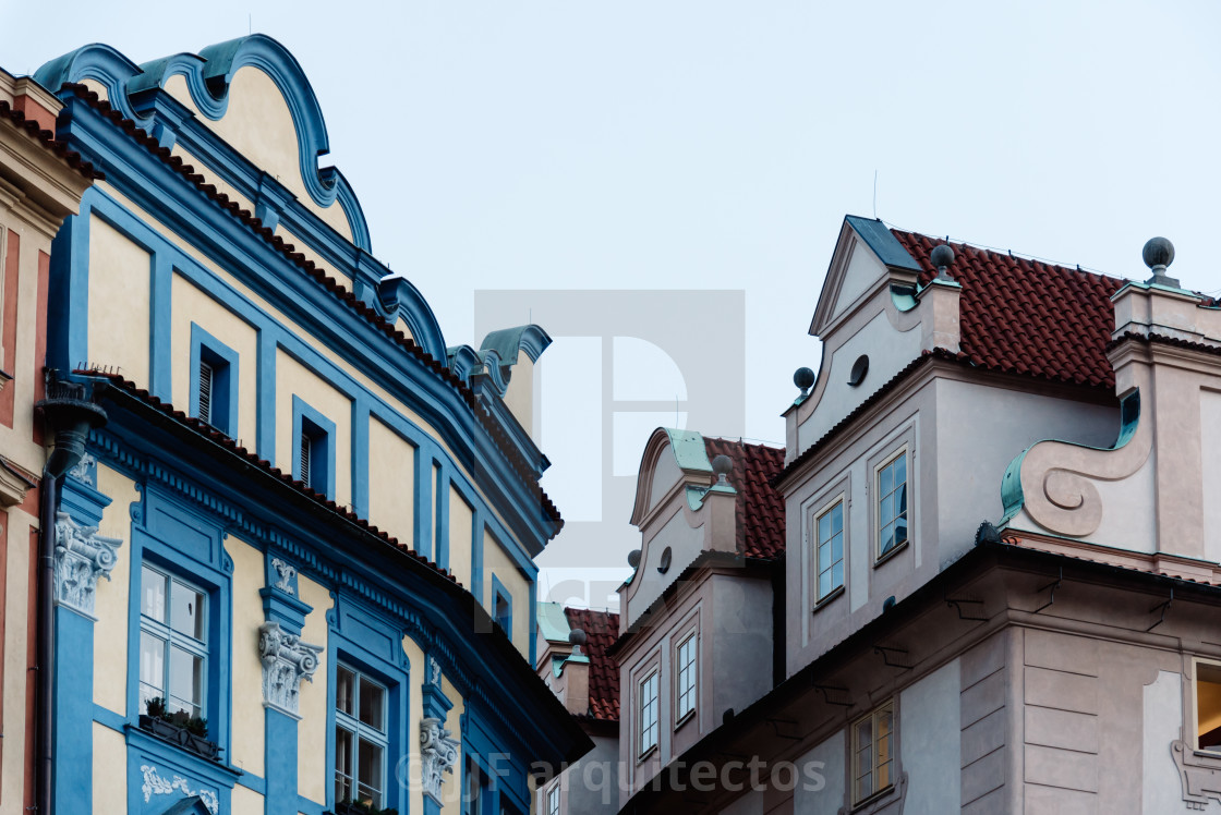 "Old residential buildings in Prague" stock image