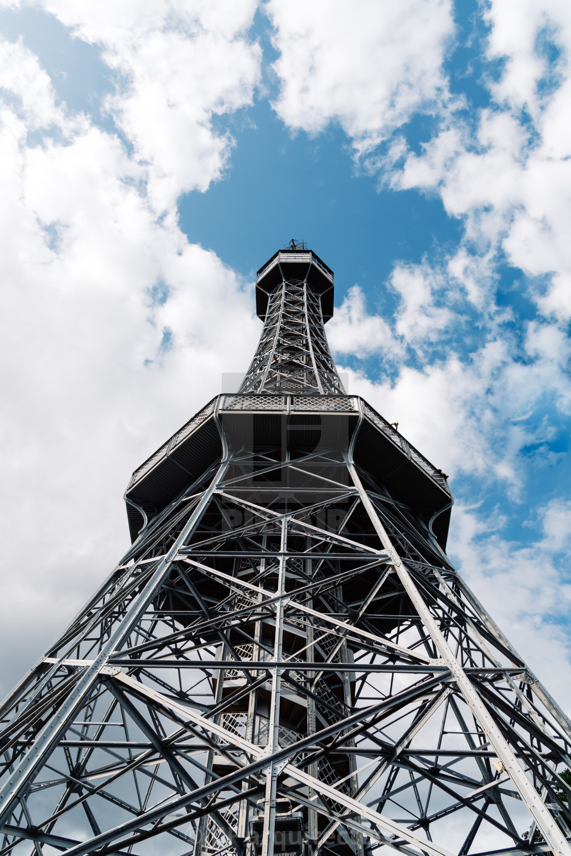 "Low angle view of Petrin Lookout Tower" stock image