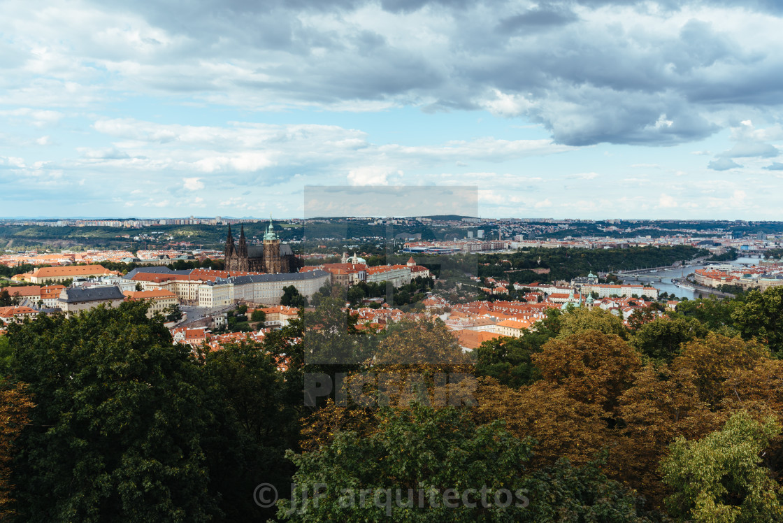 "Cityscape of Prague from Petrin Hill" stock image