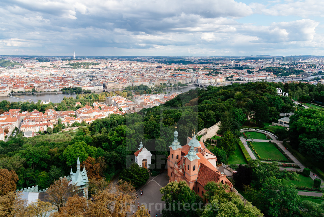 "Cityscape of Prague from Petrin Hill" stock image