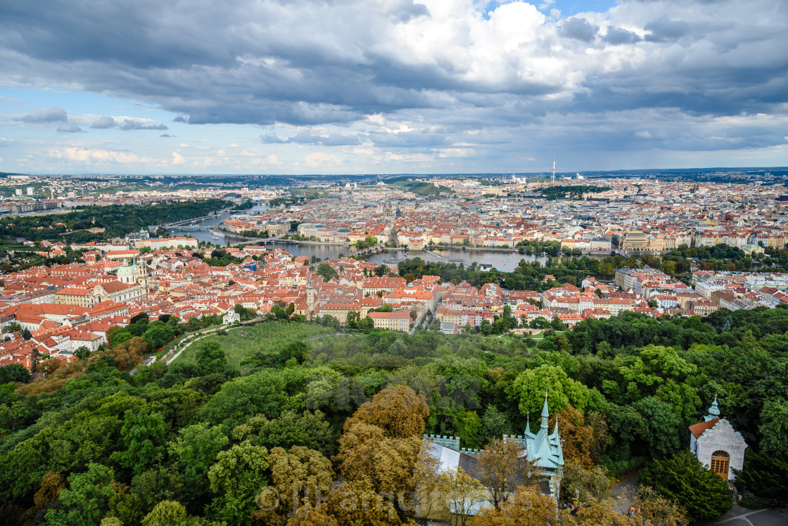 "Cityscape of Prague from Petrin Hill" stock image