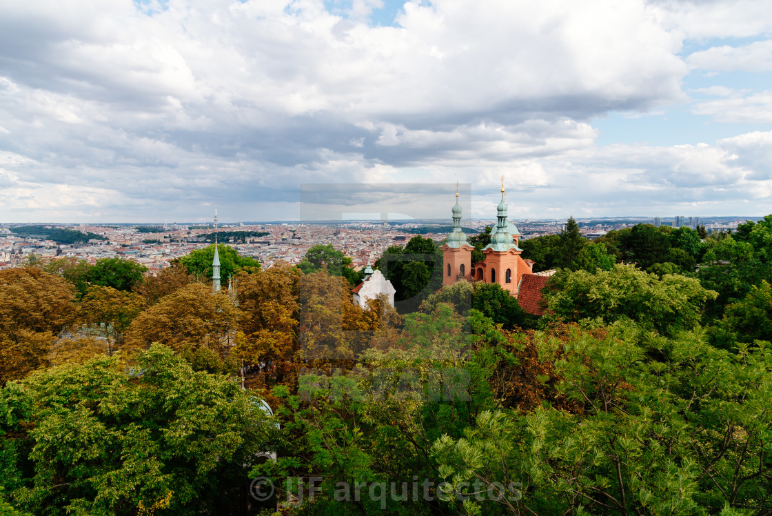 "Cityscape of Prague from Petrin Hill" stock image