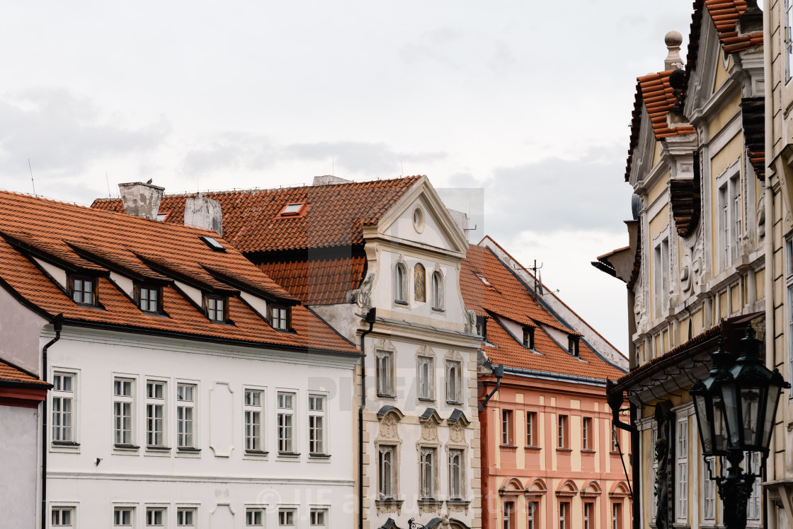 "Old residential buildings in Mala Strana district of Prague" stock image