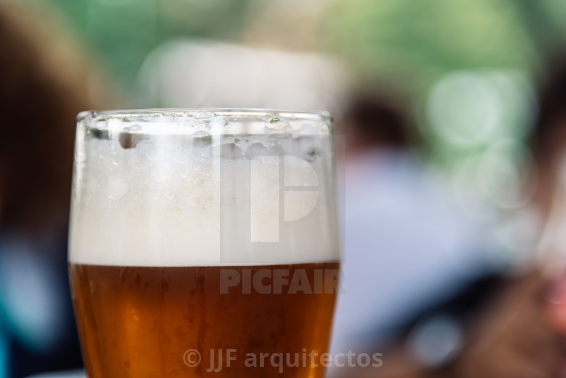 "Close up of refreshing pint of lager beer" stock image