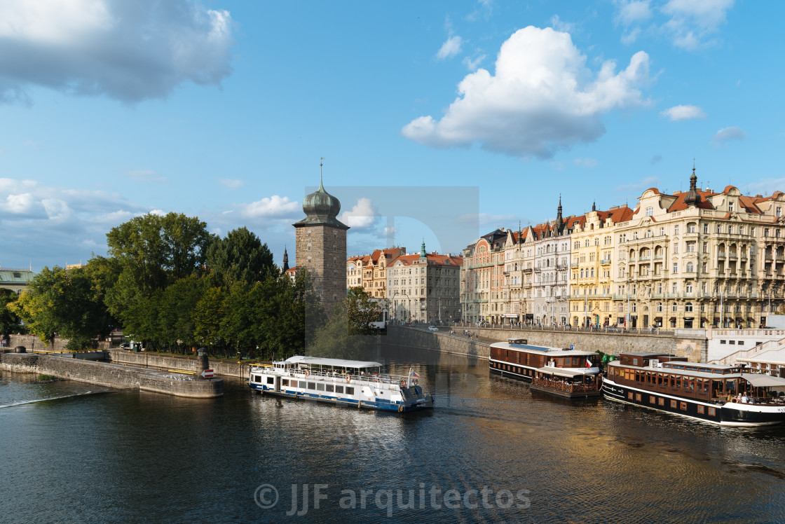 "Riverside of Vltava River in Prague" stock image