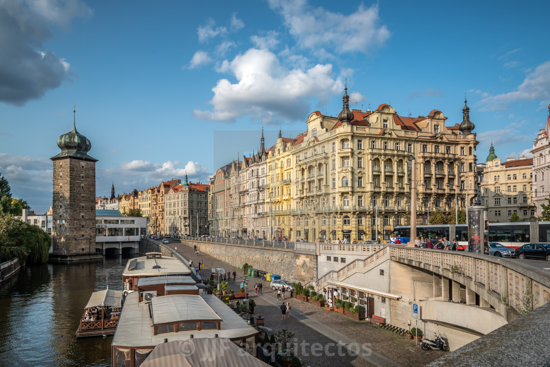 "Riverside of Vltava River in Prague" stock image