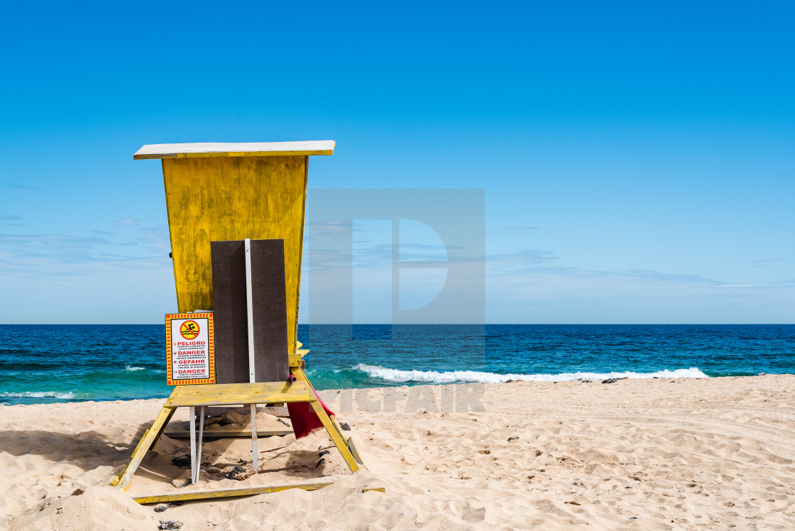 "Yellow safeguard hut in the beach" stock image