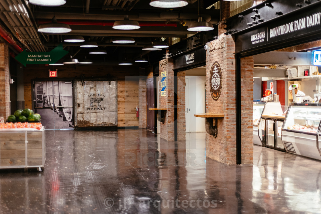 "Interior view of Chelsea Market in New York" stock image