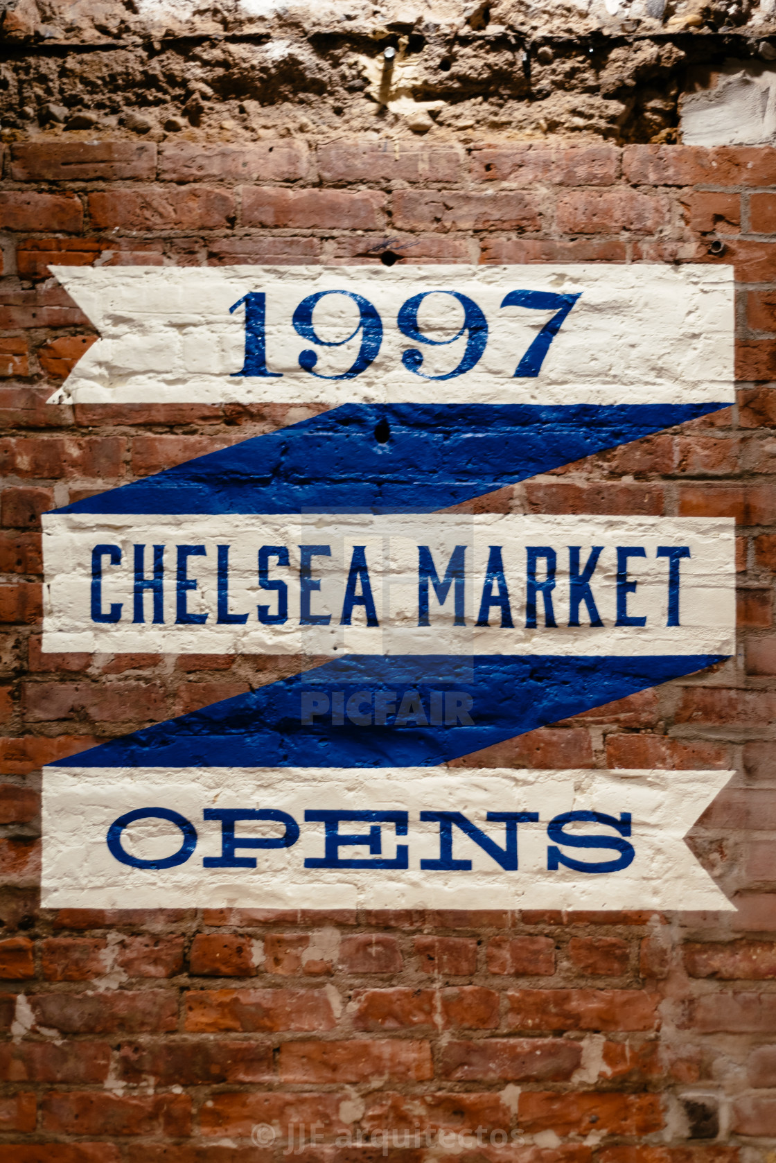 "Chelsea Market sign on wall in New York" stock image