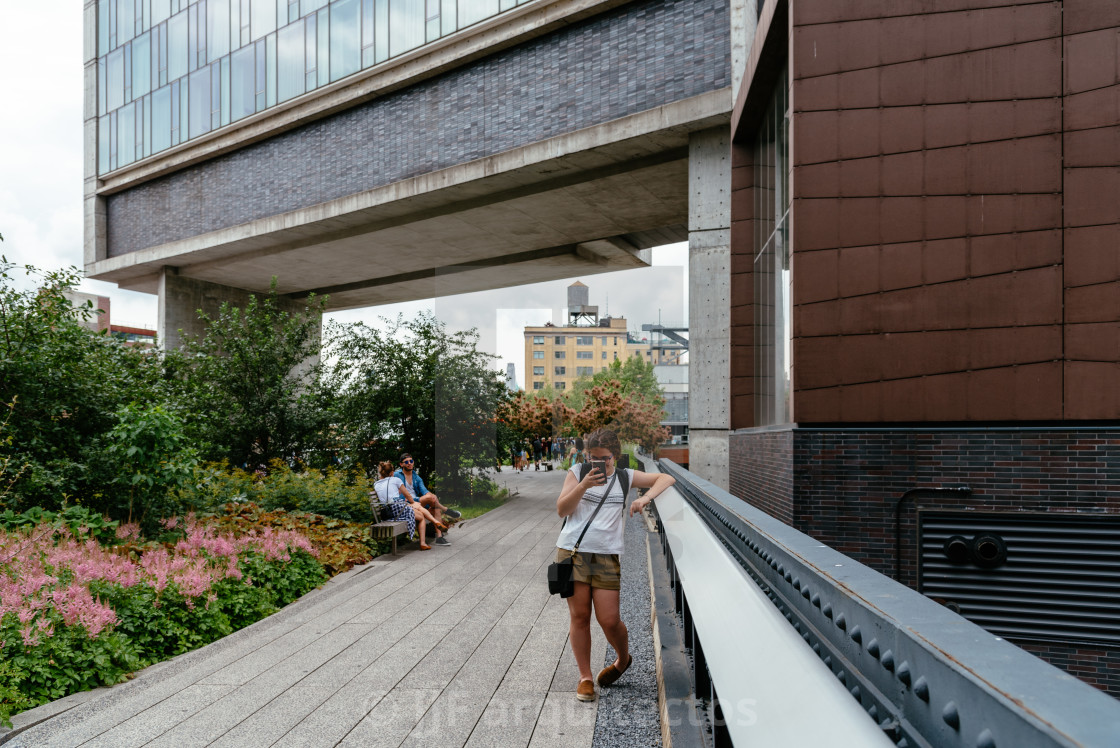 "People enjoying on High Line in New York City" stock image