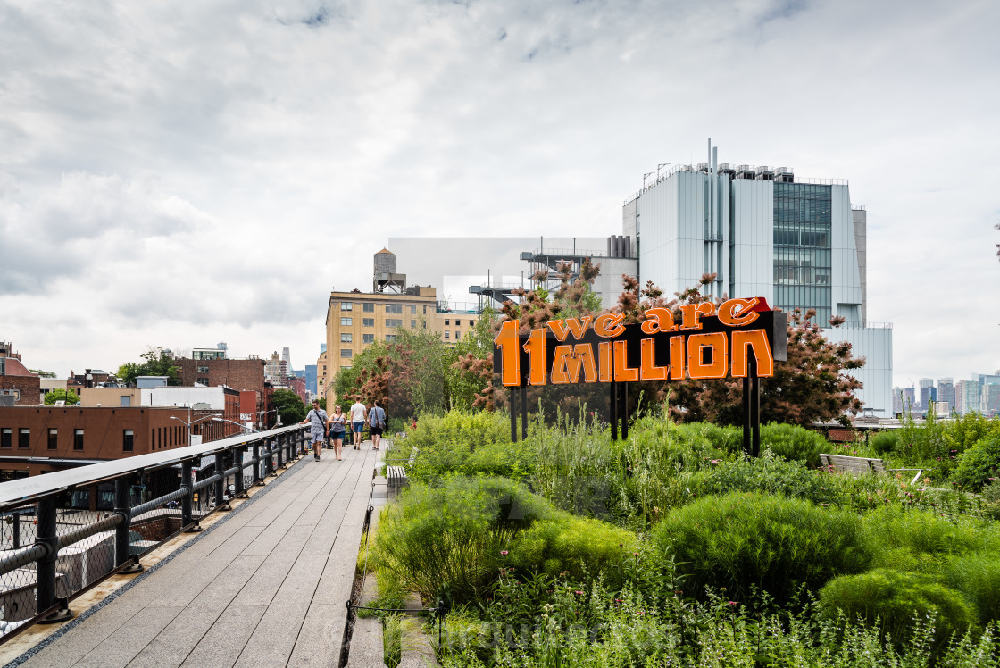 "We are 11 million neon sign in High Line" stock image