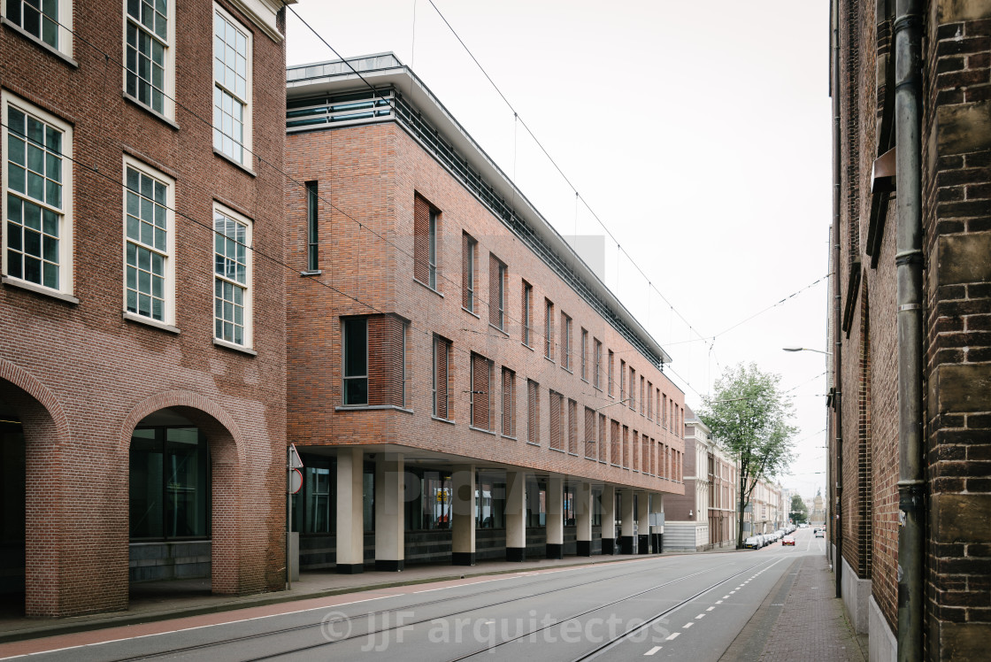 "Residential buildings with brick facade in city centre of the Ha" stock image