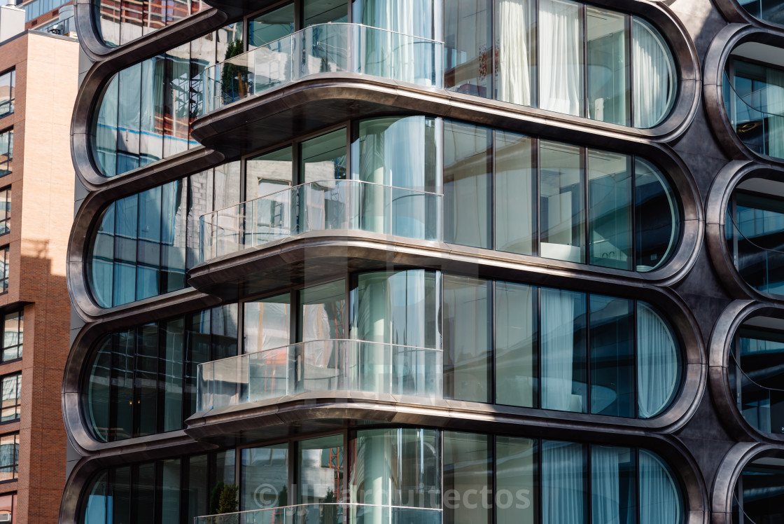 "Modern residential building designed by Zaha Hadid in New York" stock image