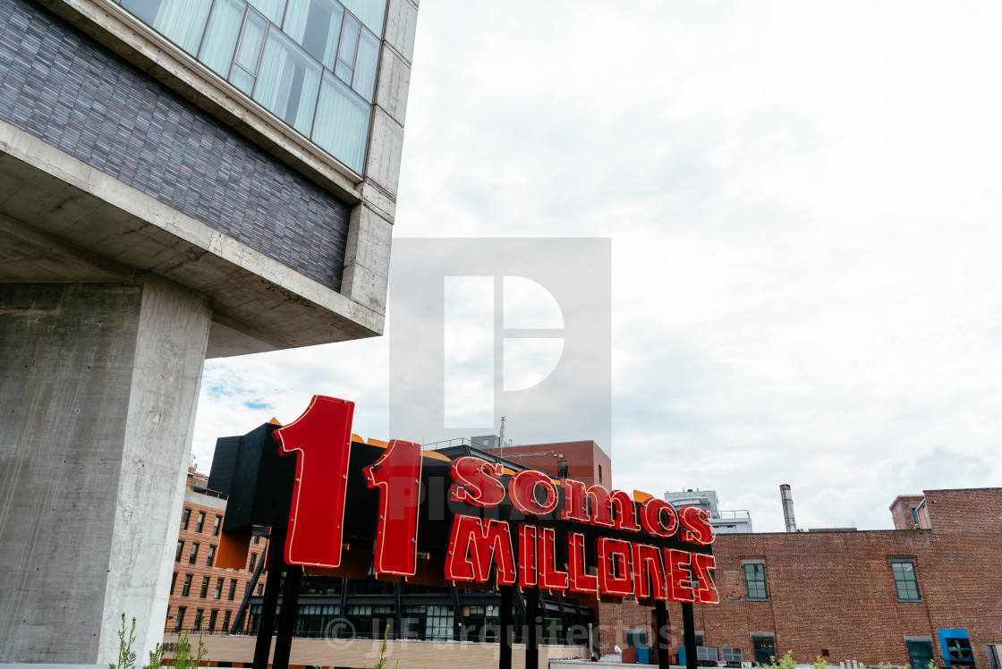 "We are 11 million neon sign in High Line" stock image