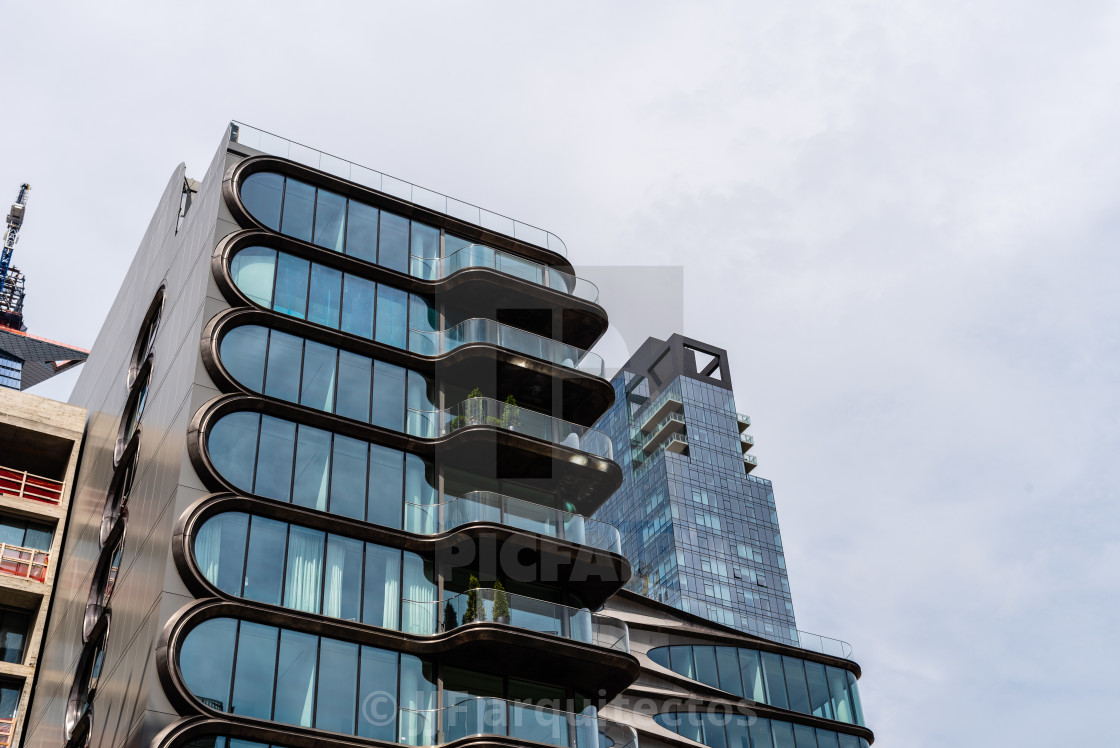 "Modern residential building designed by Zaha Hadid in New York" stock image