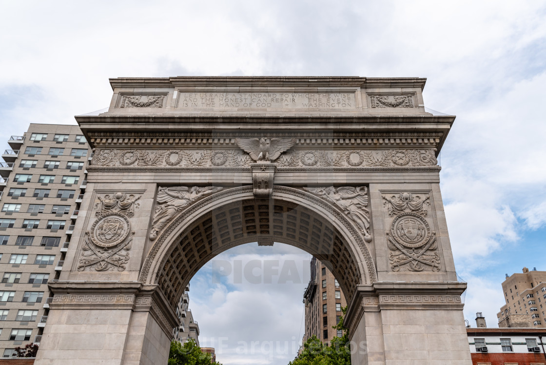 "Arch in Washington Square Park in New York" stock image