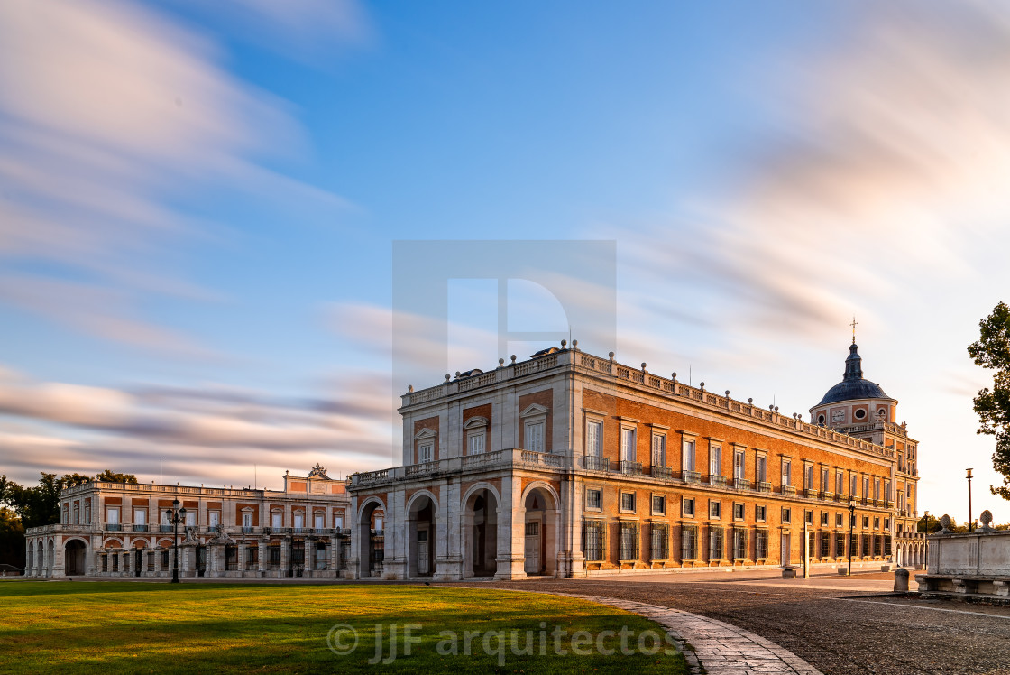 "Royal Palace of Aranjuez at sunrise. Long exposure" stock image