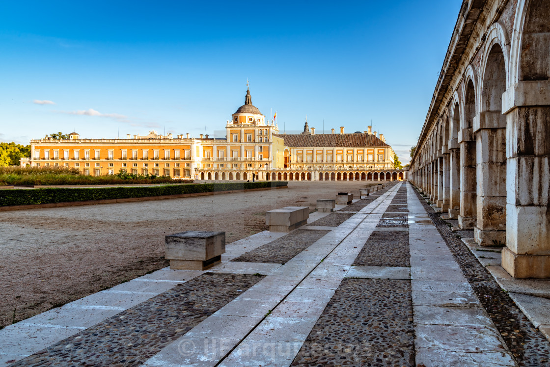 "Royal Palace of Aranjuez at sunrise. Long exposure" stock image