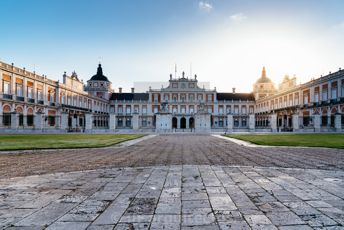 "Royal Palace of Aranjuez at sunrise. Long exposure" stock image