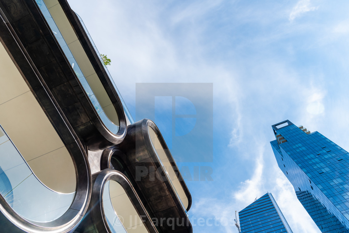 "Modern residential building designed by Zaha Hadid in New York" stock image