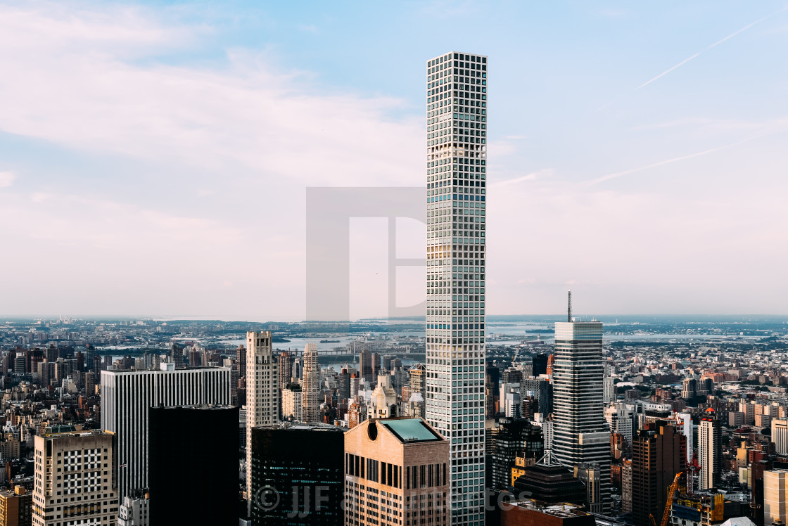 "Aerial view of New York City at sunset" stock image