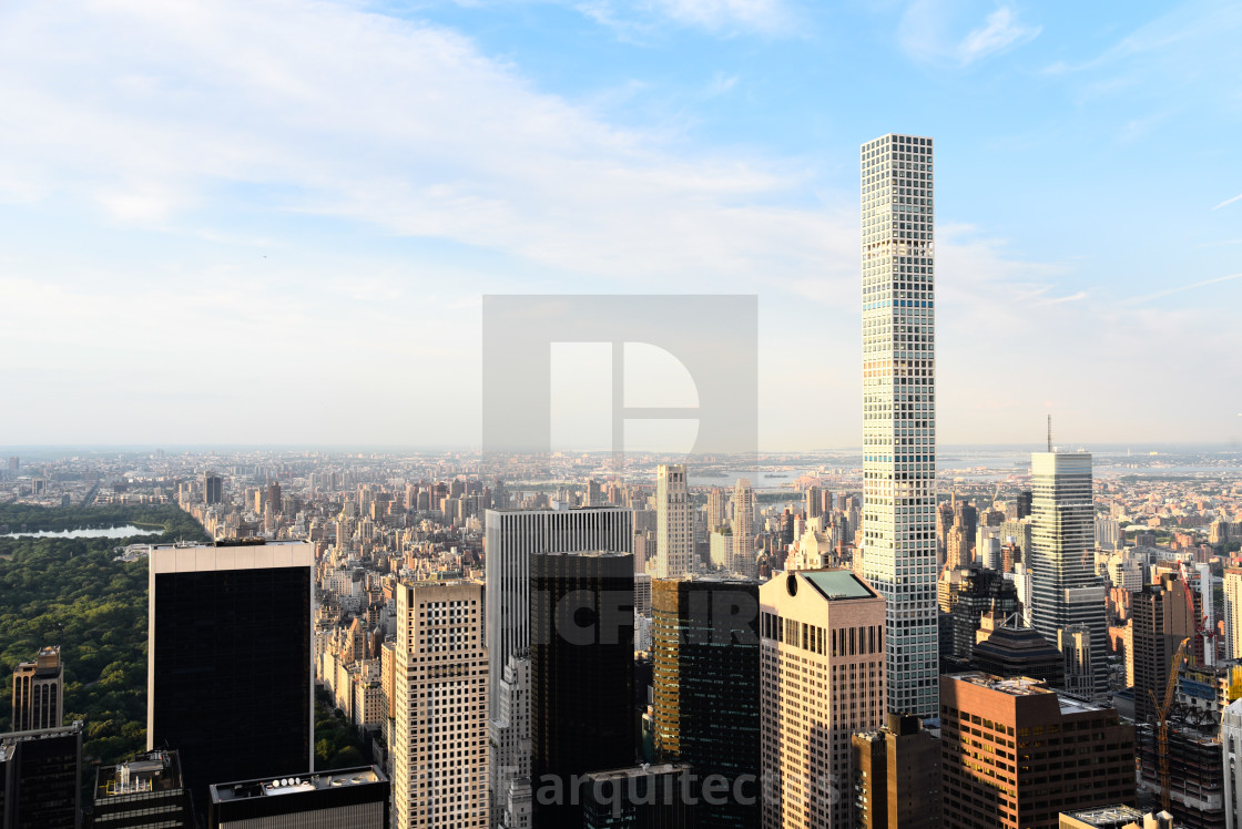 "Aerial view of New York City at sunset" stock image