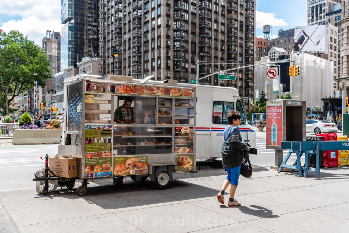 "Food truck in Madison Square in New York" stock image