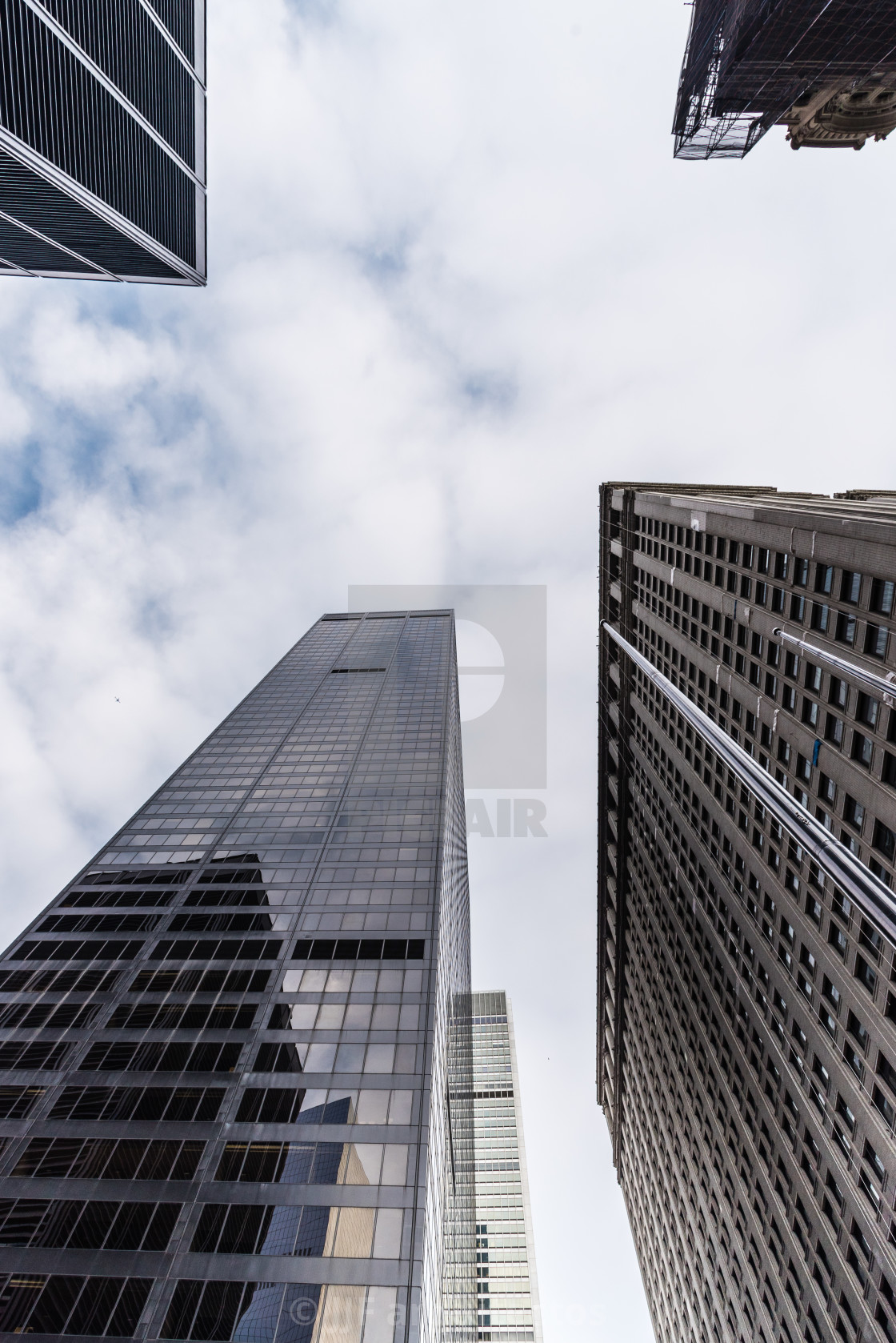 "Low angle view of skyscrpers in downtown of New York" stock image