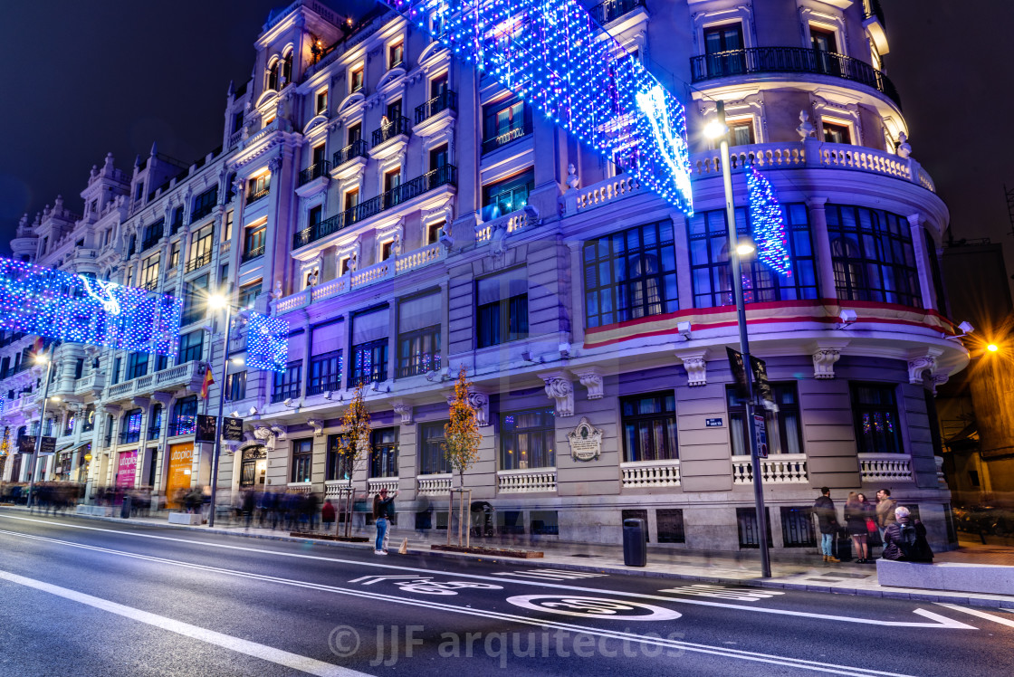 "Gran Via of Madrid illuminated at Christmas" stock image