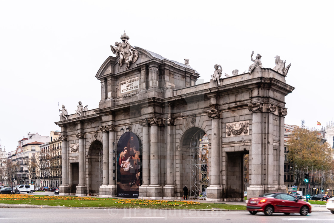 "Alcala Gate at Christmas Time in Madrid" stock image