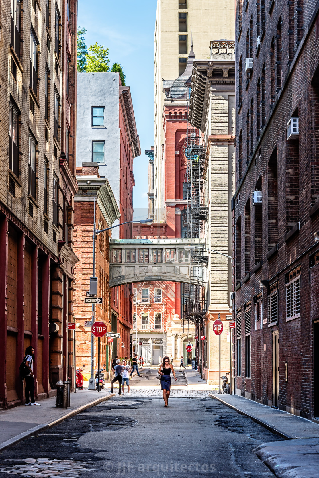 "Scenic view of alley in Tribeca in New York" stock image