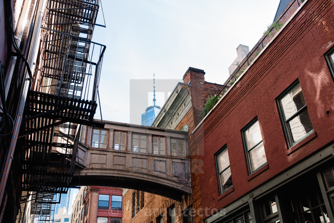 "Low angle view of bridge on Staple Street in New York" stock image